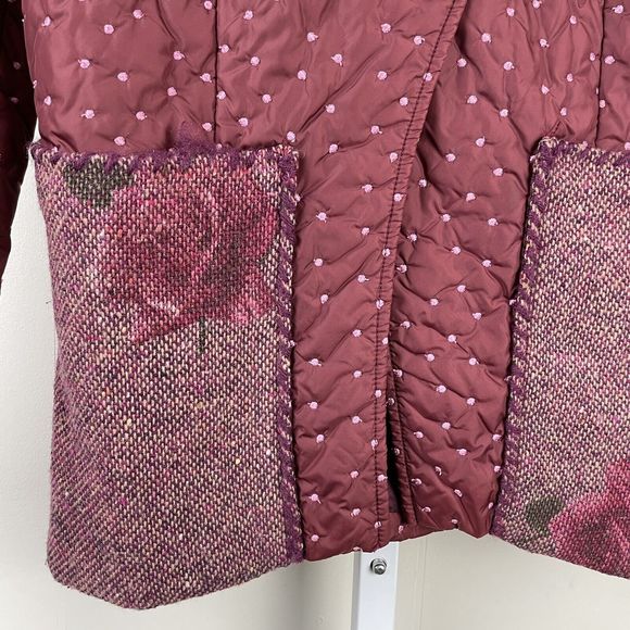 Pietro Grande Artsy Jacket Burgundy Red Patchwork Polka Dot Womens EU 44 - Picture 3 of 8